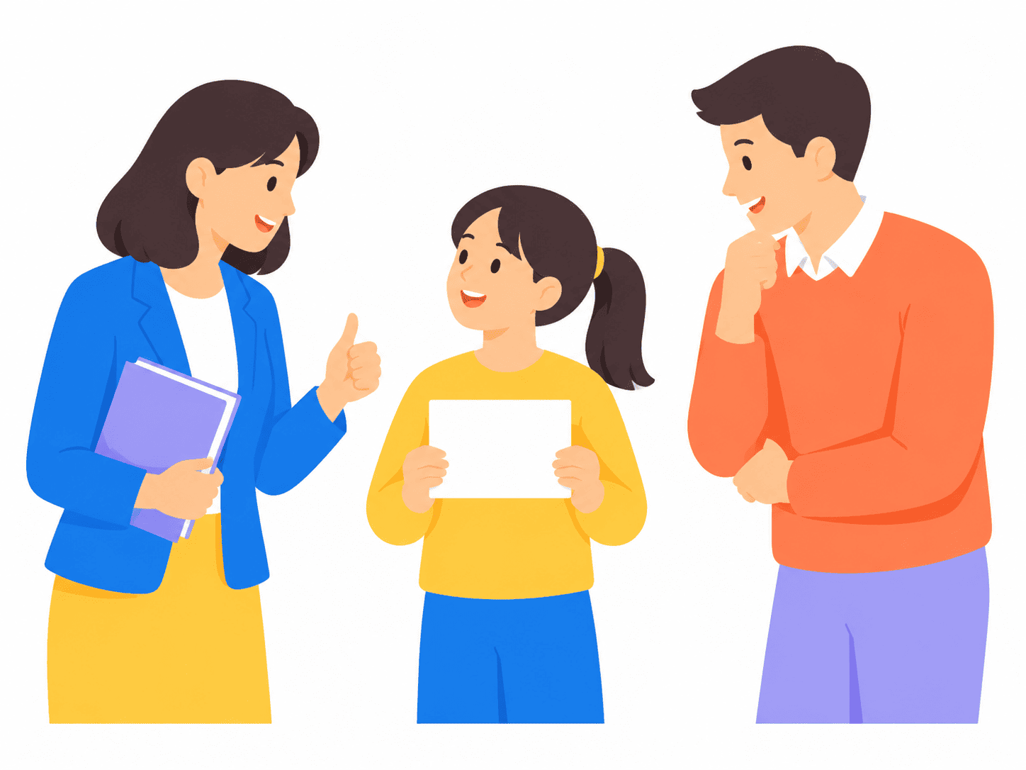 学生、教师与家长共同交流
